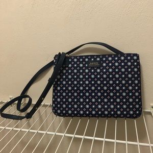 LAUREN (RALPH LAUREN) CHADWICK DOUBLE ZIP NAVY CROSSBODY BAG